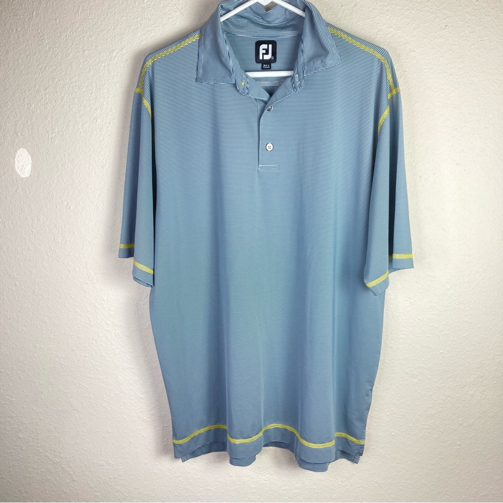 Footjoy Golf Polo Shirt Performance Blue Striped